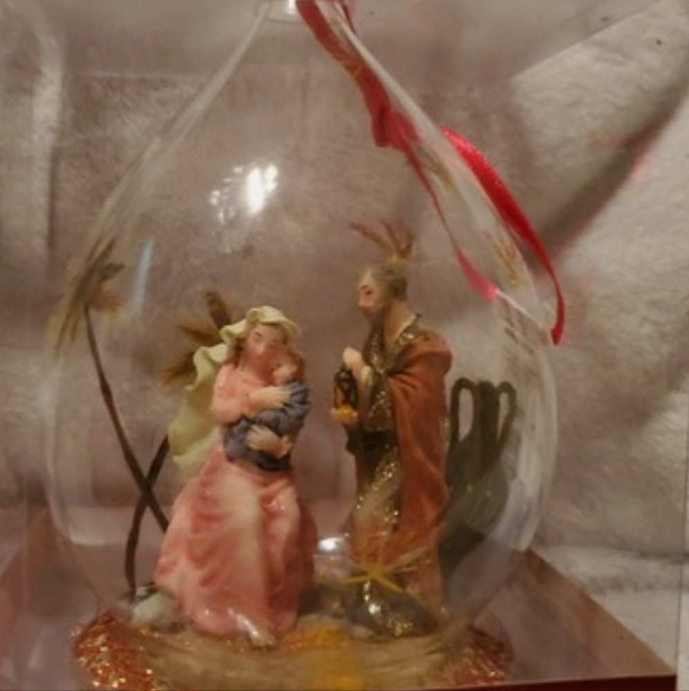 Blown Glass Ornament with Nativity 🆕